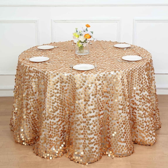 BalsaCircle 120" Big Payette Round XL Sequin Tablecloth Wedding Party Linens Matte Champagne