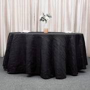 BalsaCircle 120" Black Accordion Crinkle Taffeta Round Tablecloth Decoration