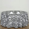 thumbnail image 1 of BalsaCircle 120" Black White Damask Flocking Table Top Round Tablecloth Dining Table Linens, 1 of 4