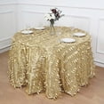 thumbnail image 1 of BalsaCircle 120" Champagne Leaf Petals Taffeta Round Tablecloth Reception Catering Decorations, 1 of 8