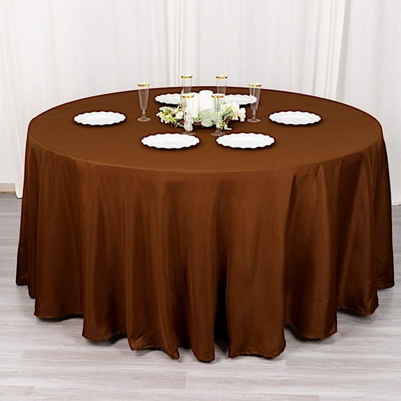 BalsaCircle 120" Cinnamon Brown Round Polyester Tablecloth Wedding Table Linens