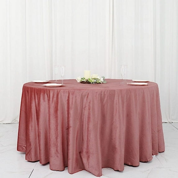 Balsa Circle 120" Dusty Rose Round Premium Velvet Tablecloth Event Catering Linens Banquet
