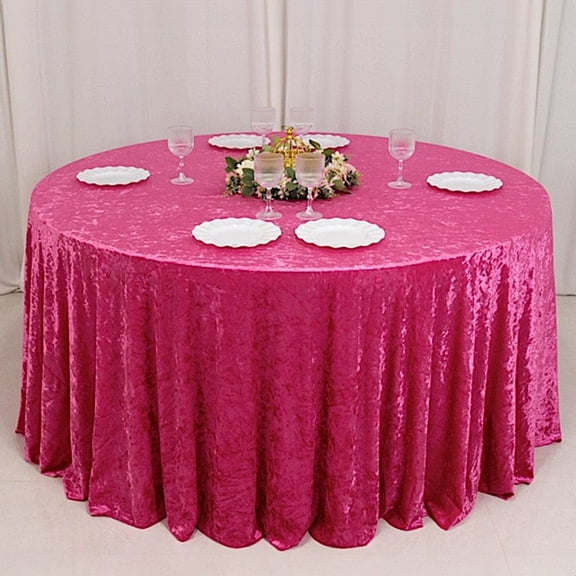 BalsaCircle 120" Fuchsia Round Velvet Tablecloth Reception Catering Linens Banquet