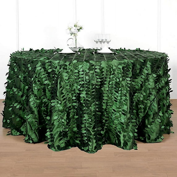 BalsaCircle 120" Green Leaf Petals Taffeta Round Tablecloth Reception Catering Decorations