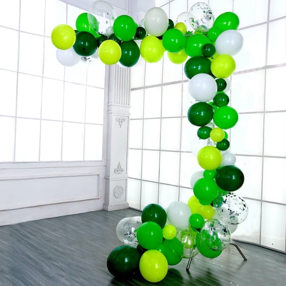 BalsaCircle 120 Green White Jade Clear Plain Balloons Garland Arch Tools Kit Set