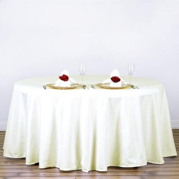 BalsaCircle 120" Ivory Round Polyester Tablecloth Wedding Table Linens