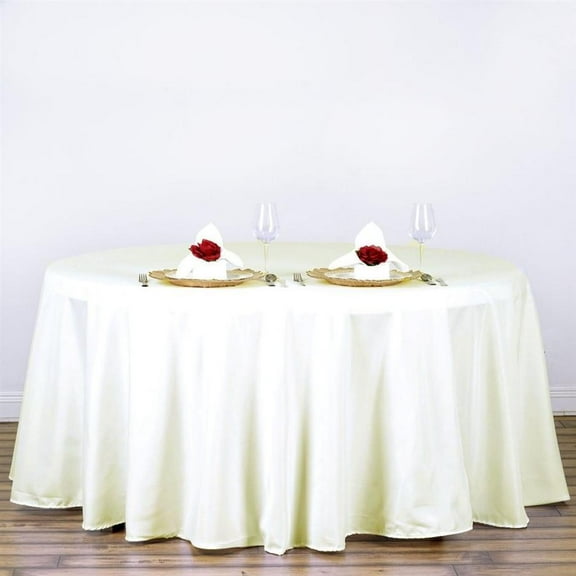 BalsaCircle 120" Ivory Round Polyester Tablecloth Wedding Table Linens
