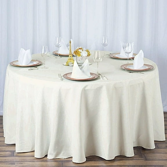 BalsaCircle 120" Ivory Round Premium Polyester Tablecloth Wedding Table Linens
