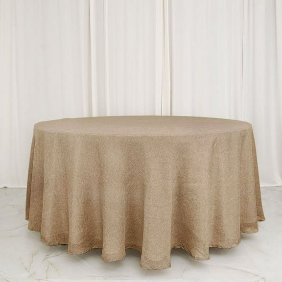 BalsaCircle 120" Natural Round Faux Burlap Tablecloth Reception Reception Catering