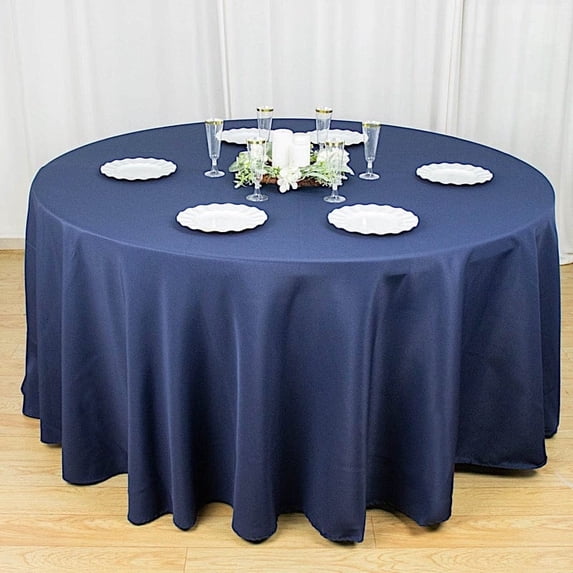 BalsaCircle 120" Navy Blue Round Premium Polyester Tablecloth Wedding Table Linens