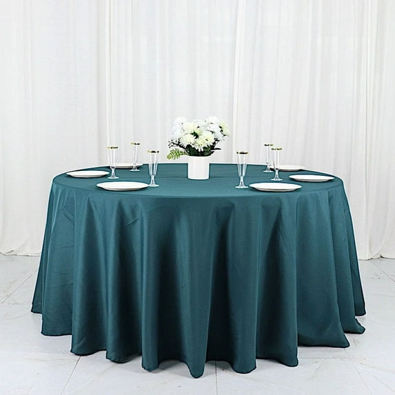 Balsa Circle 120 in Peacock Teal Round Polyester Tablecloth for Wedding Table Linens