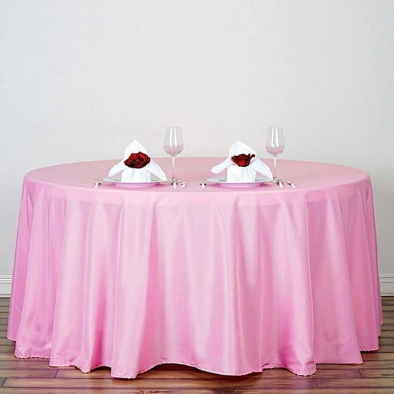 BalsaCircle 120" Pink Round Polyester Tablecloth Wedding Table Linens