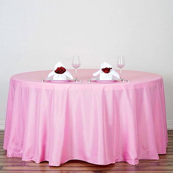 BalsaCircle 120" Pink Round Polyester Tablecloth Wedding Table Linens
