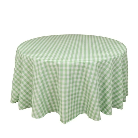 BalsaCircle 120" Round Gingham Checkered Polyester Tablecloth Sage Green