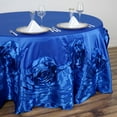 thumbnail image 1 of BalsaCircle 120" Round Large Raised Roses Lamour Satin Tablecloth Royal Blue, 1 of 4