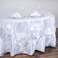 thumbnail image 1 of BalsaCircle 120" Round Large Raised Roses Lamour Satin Tablecloth White, 1 of 3