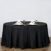 BalsaCircle 120" Round Polyester Tablecloth Wedding Table Linens - Black