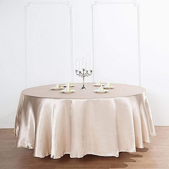 BalsaCircle 120" Round Satin Tablecloth Beige