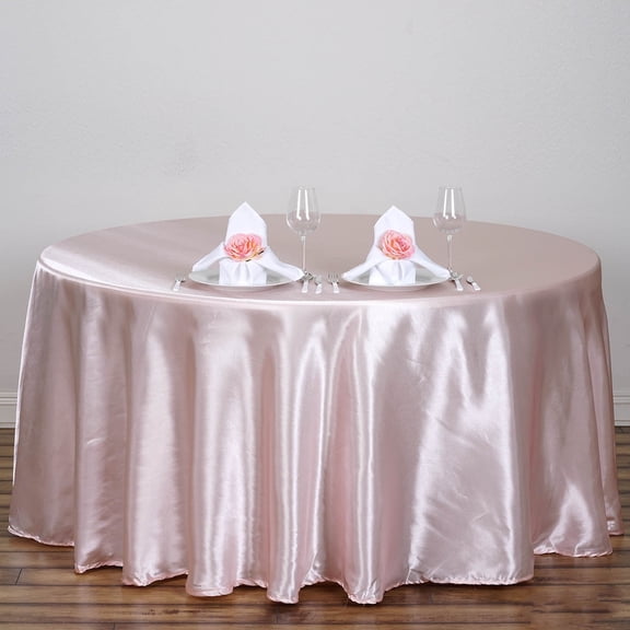 BalsaCircle 120" Round Satin Tablecloth Blush