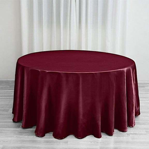 BalsaCircle 120" Round Satin Tablecloth Burgundy