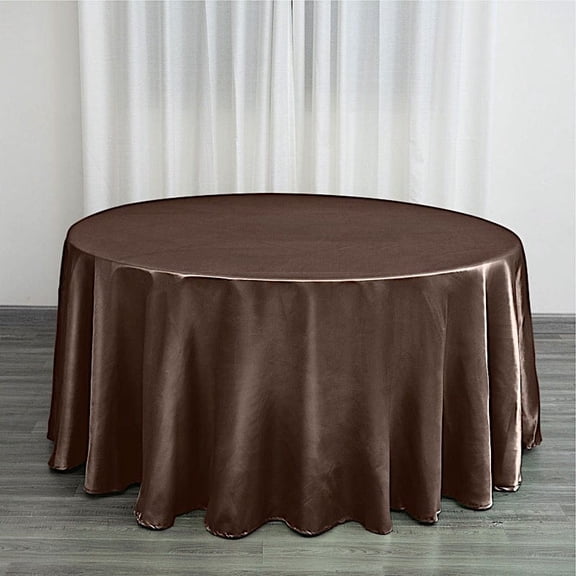 Balsa Circle 120" Round Satin Tablecloth Chocolate Brown