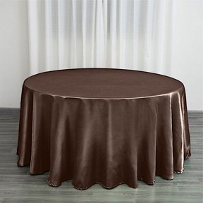Balsa Circle 120" Round Satin Tablecloth Chocolate Brown