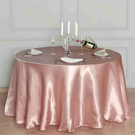 BalsaCircle 120" Round Satin Tablecloth Dusty Rose