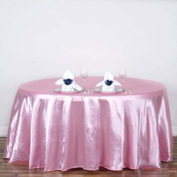 BalsaCircle 120" Round Satin Tablecloth Pink