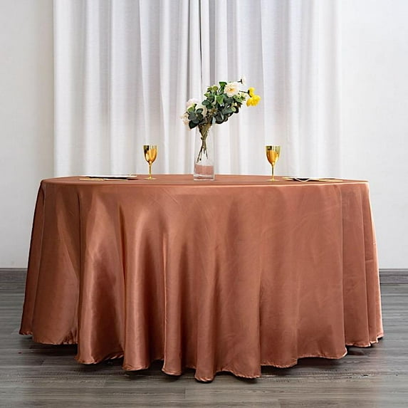 BalsaCircle 120" Round Satin Tablecloth Terracotta