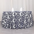 thumbnail image 1 of BalsaCircle 120" Royal Blue White Damask Flocking Table Top Round Tablecloth Dining Table Linens, 1 of 8