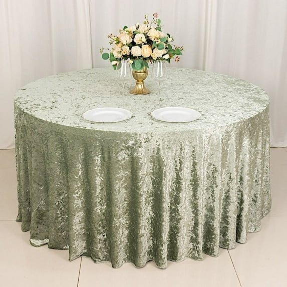 BalsaCircle 120" Sage Green Round Premium Velvet Tablecloth Reception Catering Linens Banquet