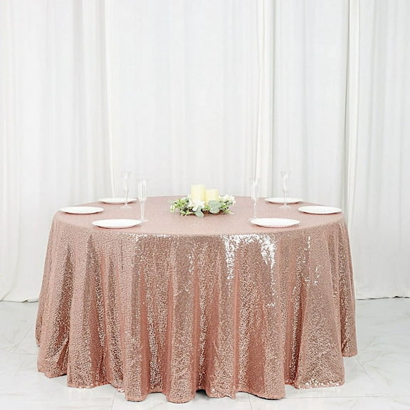 BalsaCircle 120" Sequin Round Tablecloth Blush