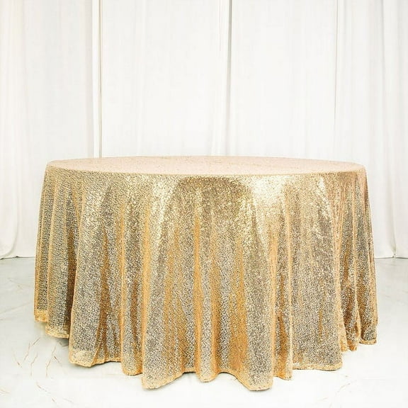 BalsaCircle 120" Sequin Round Tablecloth Champagne