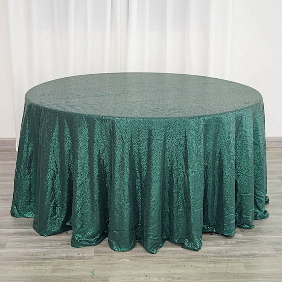 BalsaCircle 120" Sequin Round Tablecloth Hunter Green