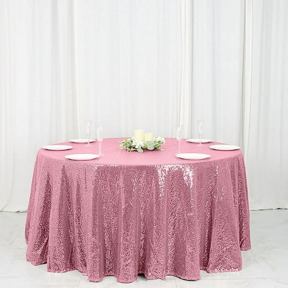 BalsaCircle 120" Sequin Round Tablecloth Pink