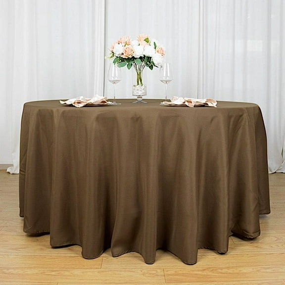 BalsaCircle 120" Taupe Round Polyester Tablecloth Wedding Table Linens