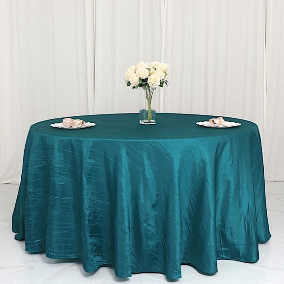 BalsaCircle 120" Teal Accordion Crinkle Taffeta Round Tablecloth Decoration