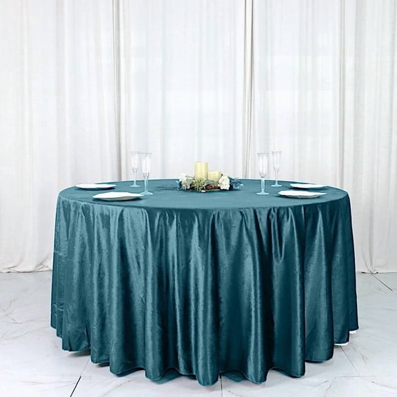 Balsa Circle 120" Teal Round Premium Velvet Tablecloth Event Catering Linens Banquet