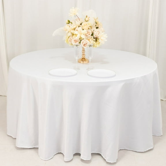 BalsaCircle 120" White Round Lamour Satin Tablecloth Table Covers Reception Catering Dining Table Linens