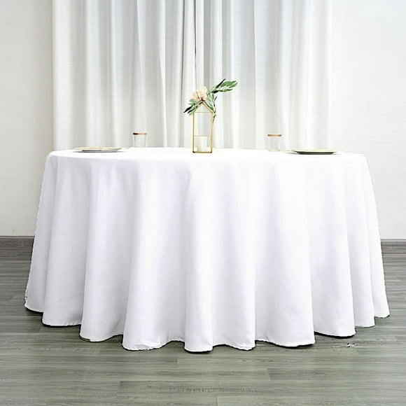 BalsaCircle 120" White Round Polyester Tablecloth Wedding Table Linens