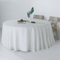 BalsaCircle 120" White Round Premium Polyester Faux Burlap Tablecloth Reception Dining