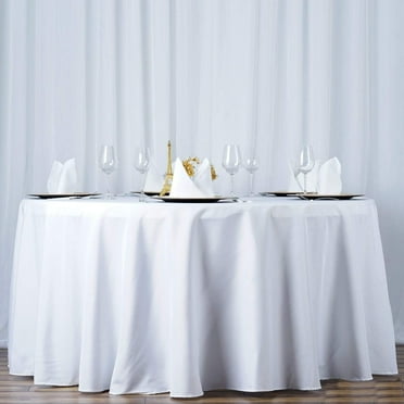 BalsaCircle 120" White Round Premium Polyester Tablecloth Wedding Table Linens