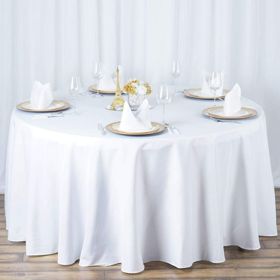 BalsaCircle 120" White Round Premium Polyester Tablecloth Wedding Table Linens