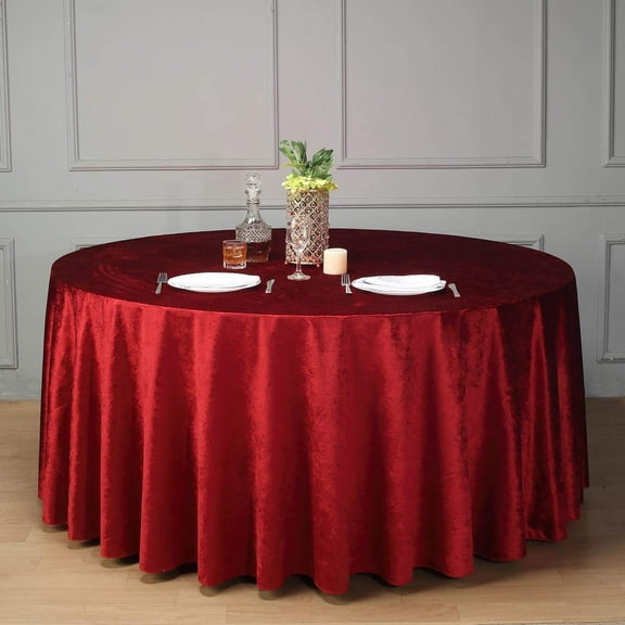 Balsa Circle 120" Wine Round Premium Velvet Tablecloth Reception Catering Linens Banquet