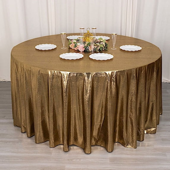 BalsaCircle 120 in Antique Gold Sequin Dots Polyester Round Tablecloth Wedding Party Events Reception Decorations Supplies