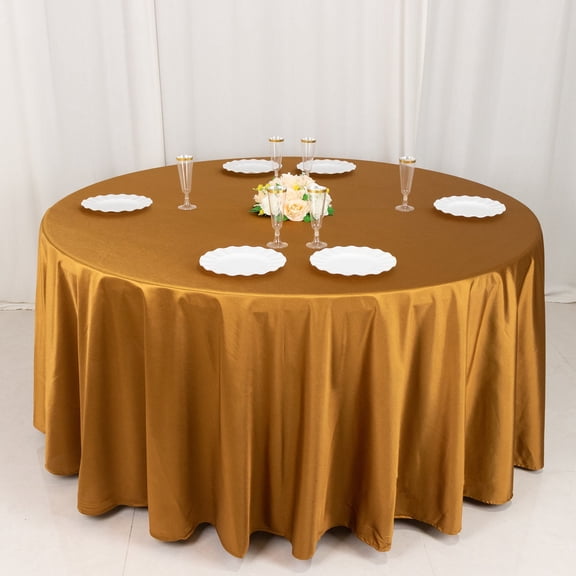 BalsaCircle 120 in Gold Scuba Polyester Round Tablecloth Party Linens Wedding Events Decorations Supplies