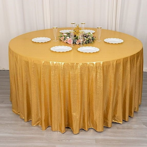 BalsaCircle 120 in Gold Sequin Dots Polyester Round Tablecloth Wedding Party Events Reception Decorations Supplies