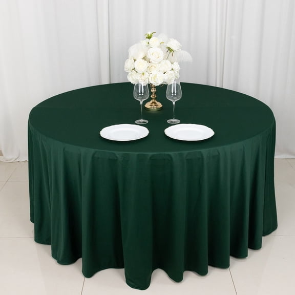 BalsaCircle 120 in Hunter Green Scuba Polyester Round Tablecloth Party Linens Wedding Events Decorations Supplies