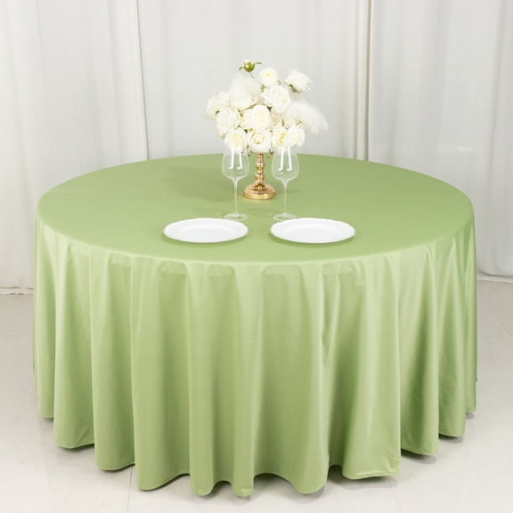 BalsaCircle 120 in Sage Green Premium Scuba Polyester Round Tablecloth Party Linens Wedding Events Decorations Supplies
