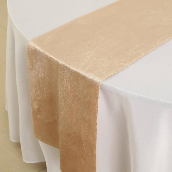 Balsa Circle 12x107" Champagne Premium Velvet Table Runner Home Dining Linens Decorations